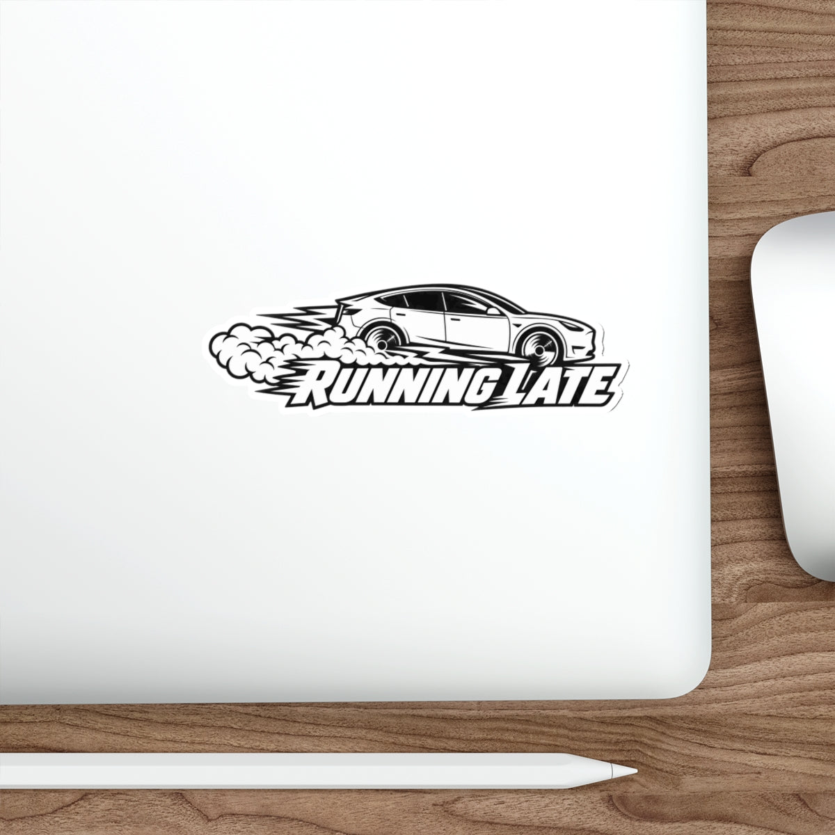 Running Late — Racing Car Die-Cut Sticker