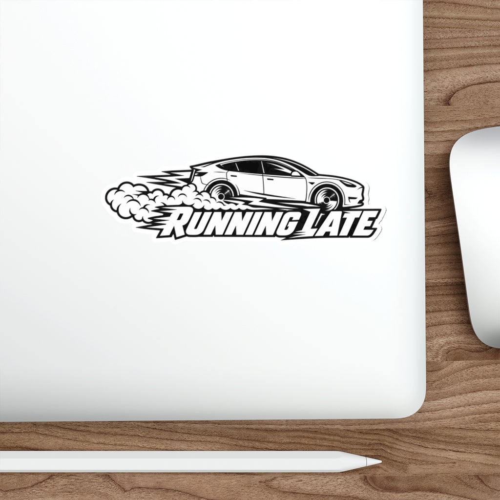 Running Late — Racing Car Die-Cut Sticker