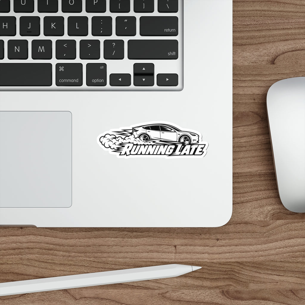 Running Late — Racing Car Die-Cut Sticker