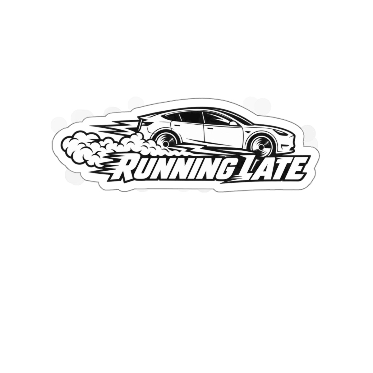 Running Late — Racing Car Die-Cut Sticker